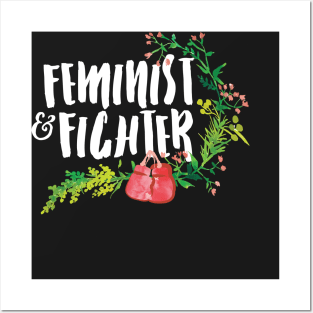 Feminist & Fighter (white text) Posters and Art
